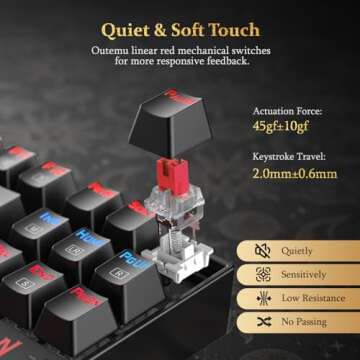 Redragon K552 Mechanical Gaming Keyboard, LED Gaming Keyboard with Red Switches, 87 Full Anti-ghosting Keys, Unique Metal Rim for Windows Gaming PC - Black