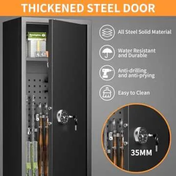 INTERGREAT 10-12 Rifle Gun Safe for Home and Pistols, Biometric Safes Shotguns, Fingerprint Locker with 3 Adjustable Shelves, Quick Access, Pockets