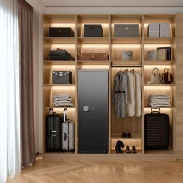 INTERGREAT 10-12 Rifle Gun Safe for Home and Pistols, Biometric Safes Shotguns, Fingerprint Locker with 3 Adjustable Shelves, Quick Access, Pockets