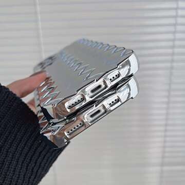 LEMONCOVER for iPhone Case Cute 3D Weave Plated Design Soft TPU Silicone Camera Screen Protect Bumper for Women Girls Slim Reinforced Shockproof (Shiny Gold,iPhone 13 Pro Max)