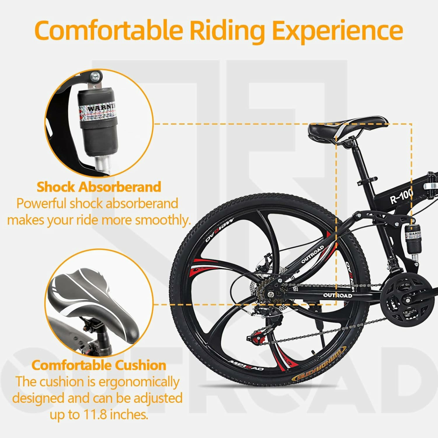 26 Inch Folding Mountain Bike with 21 Speeds & Full Suspension