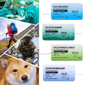 Sterile Suture Thread with Needle and Suture Tools Kit (28 Pieces) for Medical Student Surgical Suture Practice, First Aid Emergency Practice, Camping Hiking Preparedness Training Kit, Military Trauma Practice