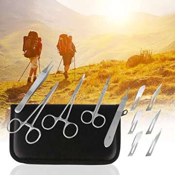 Sterile Suture Thread with Needle and Suture Tools Kit (28 Pieces) for Medical Student Surgical Suture Practice, First Aid Emergency Practice, Camping Hiking Preparedness Training Kit, Military Trauma Practice