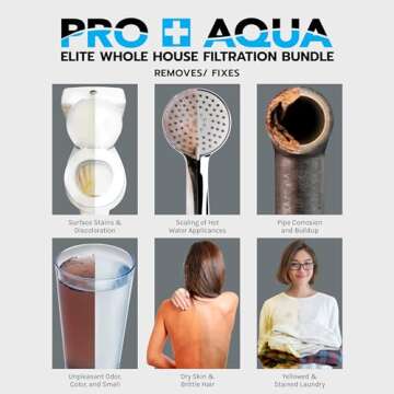 PRO+AQUA Elite 5-Stage Whole House Water Softener and Filter Bundle System for Well Water | Reduces Heavy Metals, Iron, Sulfur, Sediment, Chlorine, and More | Ideal for 3-4 Bathrooms (3 System Bundle)