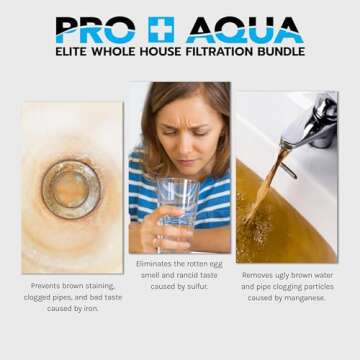 PRO+AQUA Elite 5-Stage Whole House Water Softener and Filter Bundle System for Well Water | Reduces Heavy Metals, Iron, Sulfur, Sediment, Chlorine, and More | Ideal for 3-4 Bathrooms (3 System Bundle)