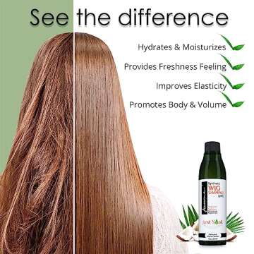 Awesome Synthetic Wig Shampoo, pH6, Detangle and Anti-Frizz, Adds Body & Volume, Hydrates & Moisturizes, Promotes Silkiness & Shine, Easy Combing, Contains Coconut Oil,7 fl oz