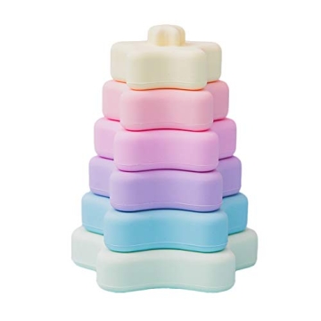 Promise Babe Stacking Toys, Silicone Stacking Rings Teething Toy with Star Shape, Soft Building Bloc...