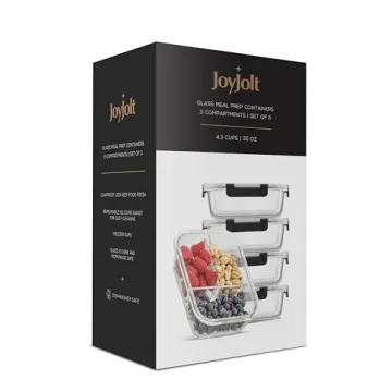 JoyJolt 5-Pack Glass Meal Prep Containers Set