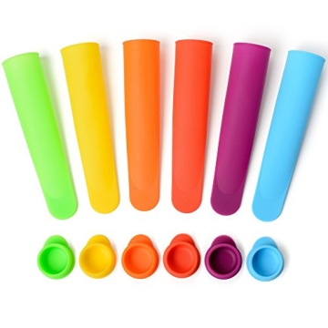 Sunsella Bright Silicone Popsicle Molds Set with Lids