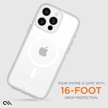 Case-Mate iPhone 16 Pro Max Case [Compatible with MagSafe] Tough Shockproof Phone Case with 16ft D3O Drop Protection - Premium Rugged Cover for iPhone 16 Pro Max - Clear