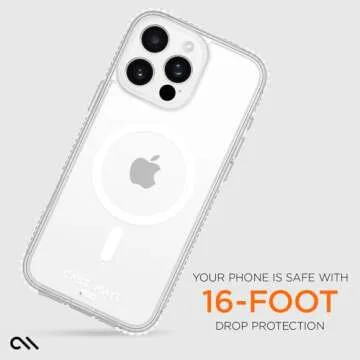 Case-Mate iPhone 16 Pro Max Case [Compatible with MagSafe] Tough Shockproof Phone Case with 16ft D3O Drop Protection - Premium Rugged Cover for iPhone 16 Pro Max - Clear