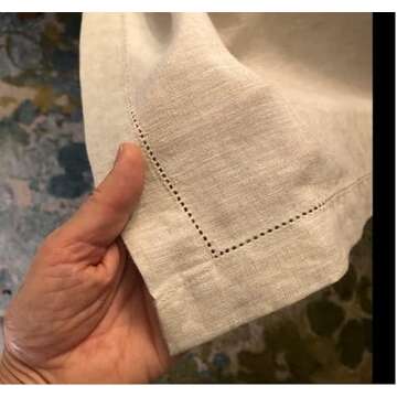 EVERLY Pure Linen Hemstitch Tablecloth,100%Stonewashed French Linen tablecloths for Kitchen Dining Rectangle tables,60x120Inch Machine Washable Christmas Thanksgiving Organic Tablecloth-Natural Linen