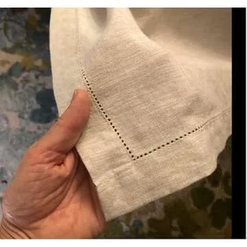 EVERLY Pure Linen Hemstitch Tablecloth,100%Stonewashed French Linen tablecloths for Kitchen Dining Rectangle tables,60x120Inch Machine Washable Christmas Thanksgiving Organic Tablecloth-Natural Linen