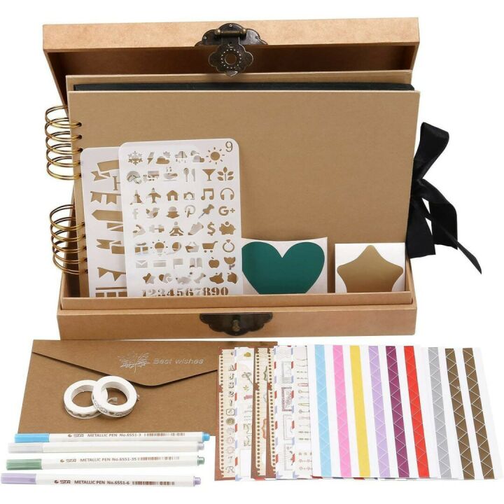 Handmade Scrapbook - 80 Black Pages DIY Album Set