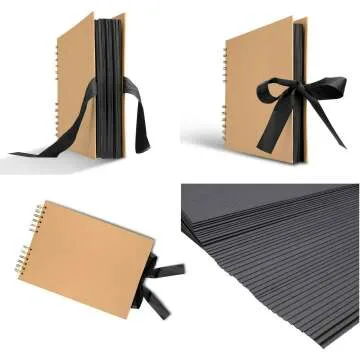 Handmade Scrapbook - 80 Black Pages DIY Album Set