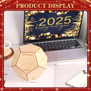 Wood Desk Calendar 2025 Dad Christmas Gifts New Year Gifts 3D Calendar White Elephant Gifts for Adults Funny Office Gifts for Coworkers, Boss, Brother, Teachers Unique Mens Desk Accessories