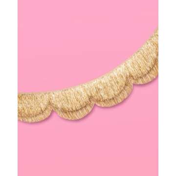 xo, Fetti Gold Scalloped Layered Fringe Banner - 5 Ft. | Bachelorette Party Decorations, Birthday Party Decor, HBD Decor, Photo Booth Banner Backdrop