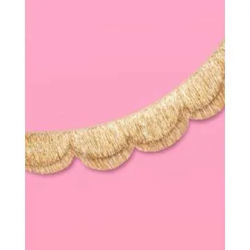 xo, Fetti Gold Scalloped Layered Fringe Banner - 5 Ft. | Bachelorette Party Decorations, Birthday Party Decor, HBD Decor, Photo Booth Banner Backdrop