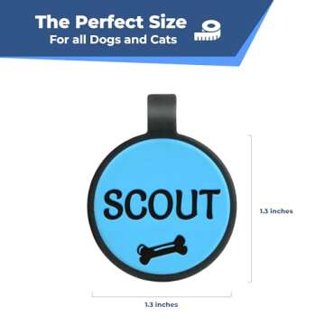 GoTags Silicone Dog Tags, Soundless Pet Tag, Personalized Silent Tag Engraved for Pets with Cute Custom Designs, for Dogs and Cats, (Round, Blue)