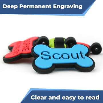 GoTags Silicone Dog Tags, Soundless Pet Tag, Personalized Silent Tag Engraved for Pets with Cute Custom Designs, for Dogs and Cats, (Round, Blue)