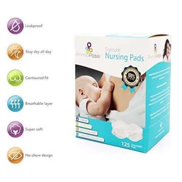 Primo Passi Disposable Nursing Pads for Breastfeeding, 125 Count Super Absorbent Stay Dry, Ultra Comfortable, and Individually Wrapped Leakproof Breast Pads