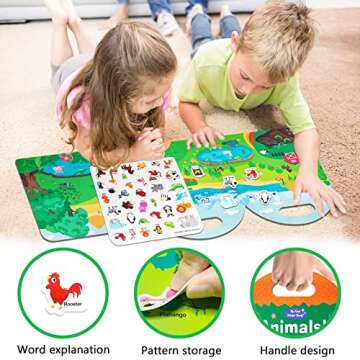 Jelly Stickers Book for Kids 2-4，Reusable Stickers Book for Toddlers，Travel Toys ，Quiet Busy Book Preschool Learning Activities Travel Essential in The Car/Train/Plane