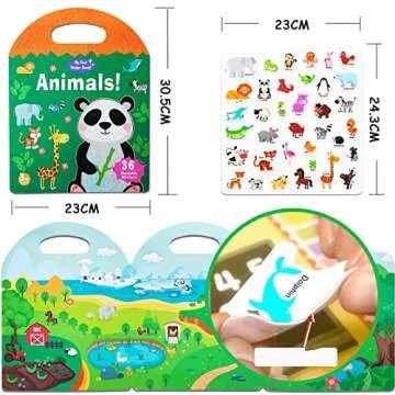 Jelly Stickers Book for Kids 2-4，Reusable Stickers Book for Toddlers，Travel Toys ，Quiet Busy Book Preschool Learning Activities Travel Essential in The Car/Train/Plane