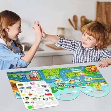 Jelly Stickers Book for Kids 2-4，Reusable Stickers Book for Toddlers，Travel Toys ，Quiet Busy Book Preschool Learning Activities Travel Essential in The Car/Train/Plane