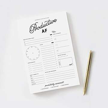 Bliss Collections Daily Planning Pad, To Do List Notebook - Productive AF - Undated Tear-Off Sheets Notepad - Day or Work Calendar, Organizer, Scheduler for Goals, Tasks, Ideas - 6" x 9", 50 Sheets