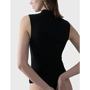 PUMIEY Women's Mock Turtle Neck Bodysuit Sharp Collection