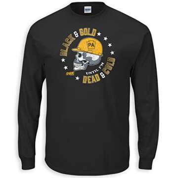 Pittsburgh Football Fans. Black and Gold 'Till I'm Dead and Cold. Black T-Shirt (Sm-5X) (Long Sleeve, Large)