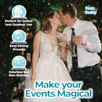 FoamDaddy Professional Snow Machine Liquid Concentrate – Works with All Snow Machines – Produces 1 Gallon of Fluffy Realistic Snow – Safe, Hypoallergenic, Unscented, Non-Staining Formula – 8 oz