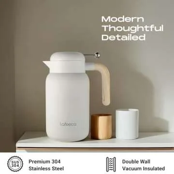 Aura Thermal Coffee Carafe Tea Pot for Keeping Hot & Iced Cold - Vacuum Insulated - Thermos Water Pitcher - Beverage Dispenser - Cool Touch Handle & Lid - BPA Free - 1.5 Liter - Dune