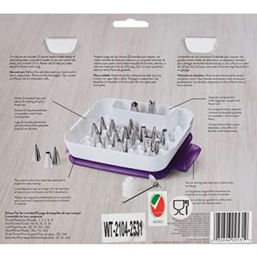 Wilton Deluxe Tip Set - Create Assorted Petals, Leaves, Basketweaves, Handwriting and More, Organize Tips Inside the Storage Case, 25-Piece