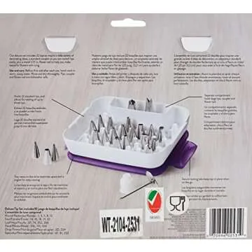 Wilton Deluxe Tip Set - Create Assorted Petals, Leaves, Basketweaves, Handwriting and More, Organize Tips Inside the Storage Case, 25-Piece