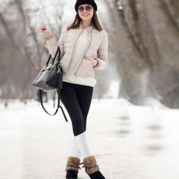 TRIITECH 3 Pairs Scrunchy Socks for Women,White Slouch Socks Women Knee High Scrunch Socks Size 5-11