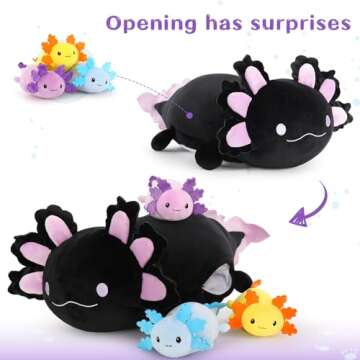 MaoGoLan 4Pcs Giant Axolotl Plush with 3 Babies Inside-23.5" Large Ultra Soft Axolotl Stuffed Animal...