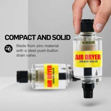 LE LEMATEC Air Dryer for Compressor, Inline Moisture Filter for HVLP Spray Paint Gun, Plasma Cutter & Other Pneumatic Tools, Easy Drain Oil & Water Separator (ZN312)