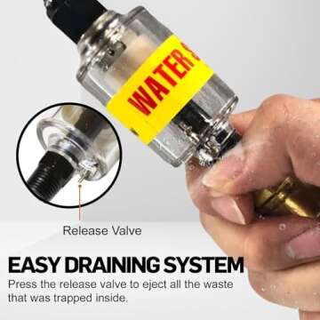 LE LEMATEC Air Dryer for Compressor, Inline Moisture Filter for HVLP Spray Paint Gun, Plasma Cutter & Other Pneumatic Tools, Easy Drain Oil & Water Separator (ZN312)