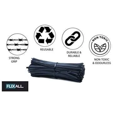Flixall. 5 inches Twist Ties Pack of 100 - Premium Quality Reusable Black Plastic Coated Twist Ties for Bags, Cords - Bread Ties for Household