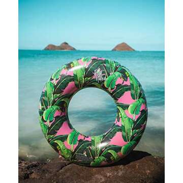 Float Naked | Pool Tubes with Fun Prints | Celebrity-Approved Tubes for Floating | Fun Swim Floaties for Adults | Great Inner Tube Pool Floaty for All Ages (Pink Banana Leaf)
