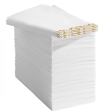 Prestee Linen Feel Dinner Napkins - Sophisticated Disposable Napkins for Elegant Gathers - Soft, Abs...
