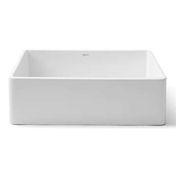 Ruvati 33 x 20 inch Fireclay Reversible Farmhouse Sink - Apron-Front Single Bowl Kitchen Sink - Resistant to High Temperatures - White - Made in ITALY - RVL2300WH