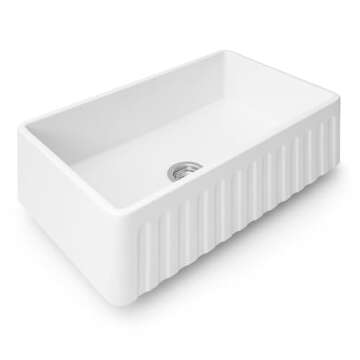 Ruvati 33 x 20 inch Fireclay Reversible Farmhouse Sink - Apron-Front Single Bowl Kitchen Sink - Resistant to High Temperatures - White - Made in ITALY - RVL2300WH