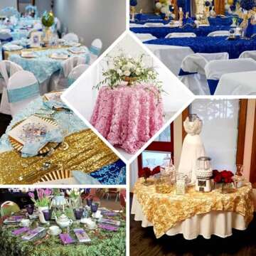 Elegant 3D Rosette Tablecloth Overlay for Events
