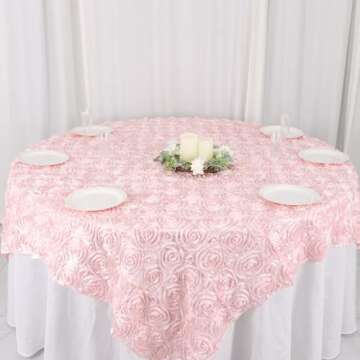 Elegant 3D Rosette Tablecloth Overlay for Events