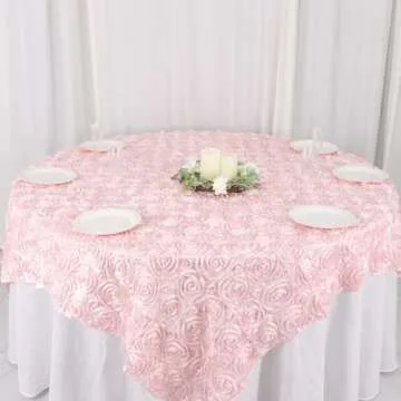 Elegant 3D Rosette Tablecloth Overlay for Events
