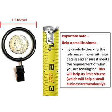 TEJATAN 1.5-inch Black Metal Curtain Rings with Clips Set of 40