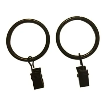 TEJATAN 1.5-inch Black Metal Curtain Rings with Clips Set of 40