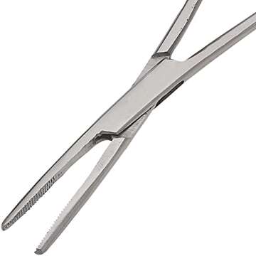 SURGICAL ONLINE 2 Piece Curved & Straight 8" Hemostat Set, Stainless Steel Locking Tweezer Clamps - Ideal Hemostats for Nurses, Fishing Forceps, Crafts and Hobby